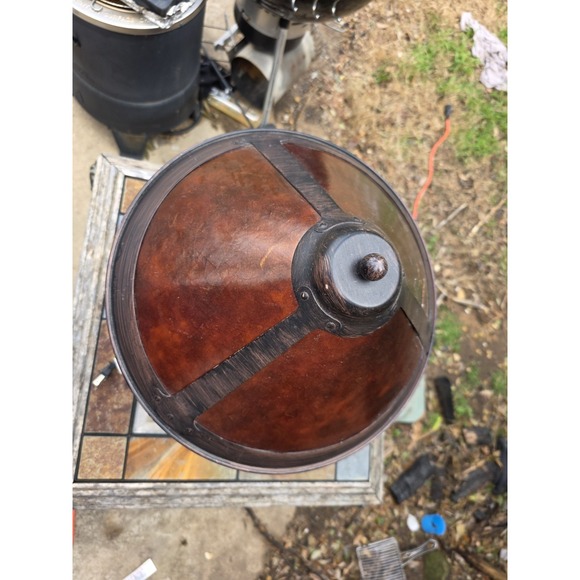 Tiffany Inspired Mission Lamp Amber Orange Stained Bronze 23 - Picture 4 of 9